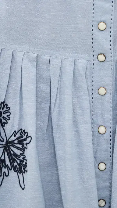 The Great. THE GREAT. THE GREAT x Stetson The Chambray Embroidered Highland Skirt Chambray 1 | Thumbnail 6