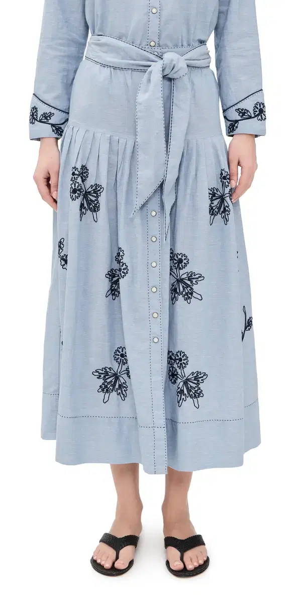 THE GREAT x Stetson The Chambray Embroidered Highland Skirt Chambray