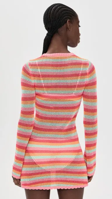 BEACH RIOT Libbi Coverup Dress Guava Jelly Crochet | Thumbnail 3