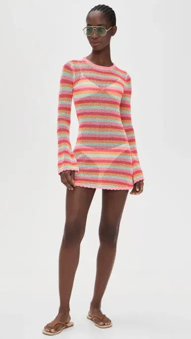 BEACH RIOT Libbi Coverup Dress Guava Jelly Crochet | Thumbnail 5