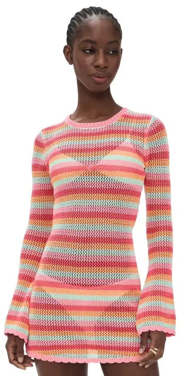 BEACH RIOT Libbi Coverup Dress Guava Jelly Crochet | Thumbnail 1