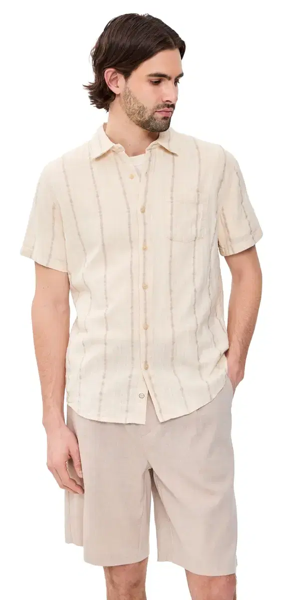 Classic tretch elvage hirt Cream Embroidery