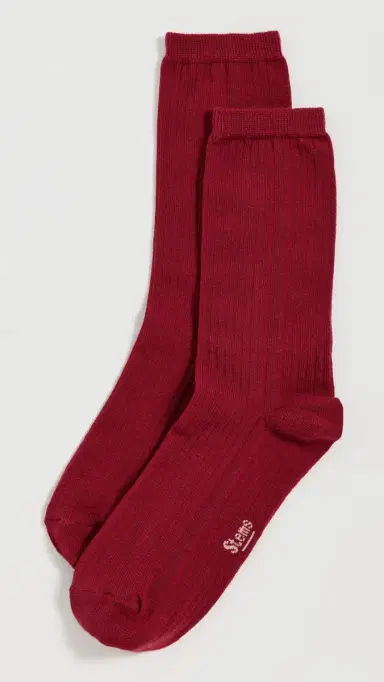 Stems Cotton Cashmere Crew Socks Red One Size | Thumbnail 2 Stems Cotton Cashmere Crew Socks Red One Size | Thumbnail 2