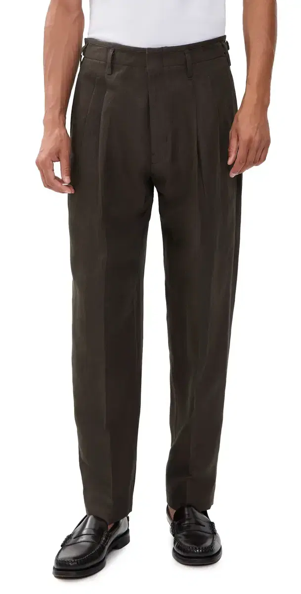 Cotton Linen Twill Trousers Dark Brown