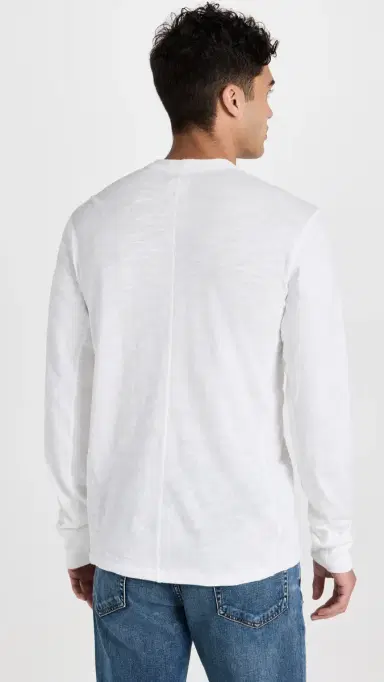 rag & bone Long Sleeve Classic Henley White XXL | Thumbnail 3