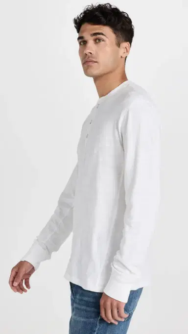 rag & bone Long Sleeve Classic Henley White XXL | Thumbnail 4