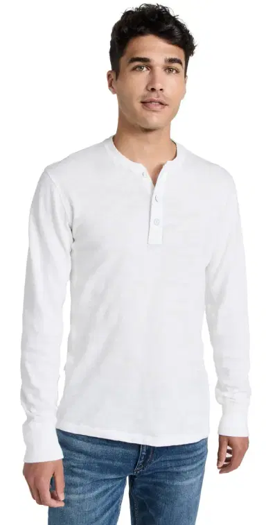 rag & bone Long Sleeve Classic Henley White XXL | Thumbnail 1