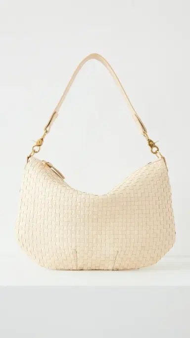Clare V. Clare V. Moyen Messenger Cream Woven Checker One Size | Thumbnail 2