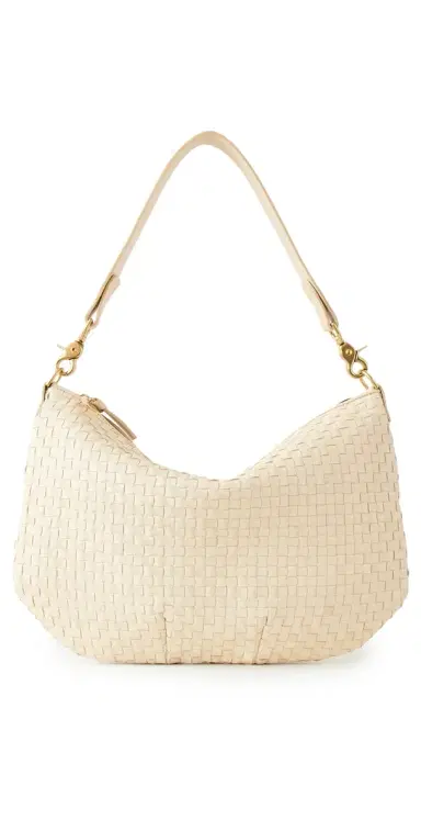 Clare V. Clare V. Moyen Messenger Cream Woven Checker One Size | Thumbnail 1