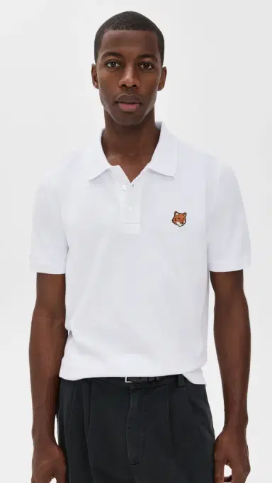 Maison Kitsuné Fox Head Patch Regular Polo White L | Thumbnail 2