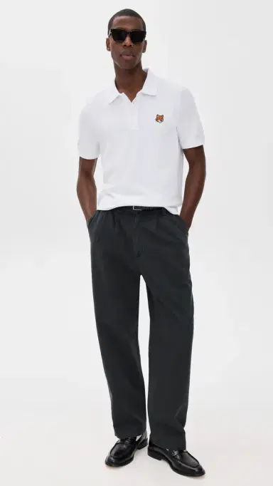 Maison Kitsuné Fox Head Patch Regular Polo White L | Thumbnail 5