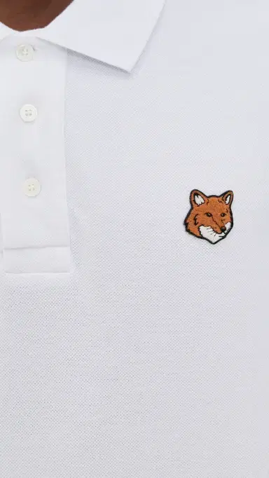 Maison Kitsuné Fox Head Patch Regular Polo White L | Thumbnail 6