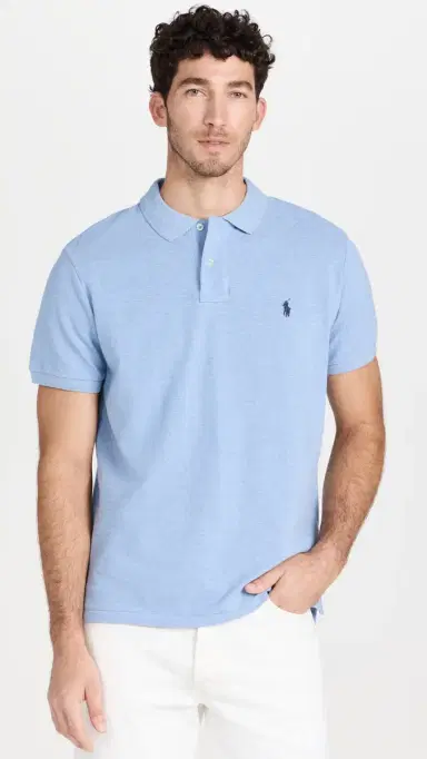 Polo Ralph Lauren Custom Slim Fit Iconic Mesh Polo Jamaica Heather | Thumbnail 2 Polo Ralph Lauren Custom Slim Fit Iconic Mesh Polo Jamaica Heather | Thumbnail 2