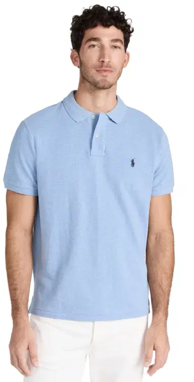 Polo Ralph Lauren Custom Slim Fit Iconic Mesh Polo Jamaica Heather | Thumbnail 1 Polo Ralph Lauren Custom Slim Fit Iconic Mesh Polo Jamaica Heather | Thumbnail 1