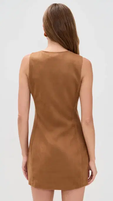 endless rose Faux Suede Round Neck Buttoned Mini Dress Camel | Thumbnail 3 endless rose Faux Suede Round Neck Buttoned Mini Dress Camel | Thumbnail 3