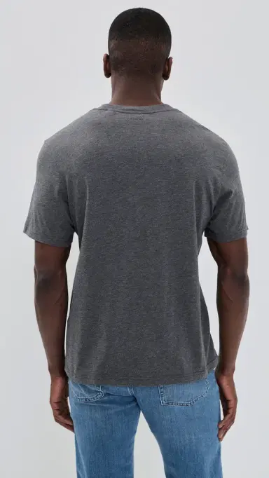 FRAME Short Sleeve Light Cotton Tee Grey Melange | Thumbnail 3