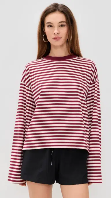 Lioness Bloom Long Sleeve Tee Wine Stripe | Thumbnail 2