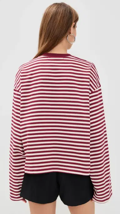 Lioness Bloom Long Sleeve Tee Wine Stripe | Thumbnail 3
