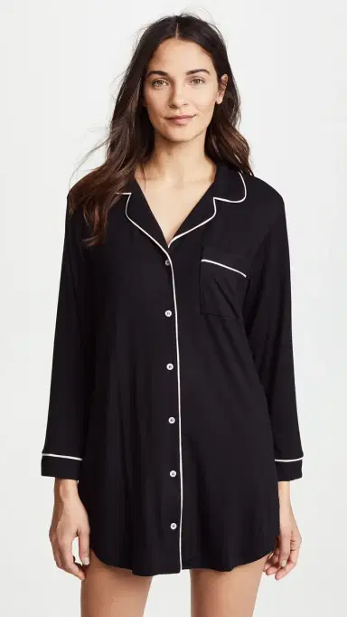 Eberjey Gisele Sleep Shirt Black/Sorbet Pink M | Thumbnail 2
