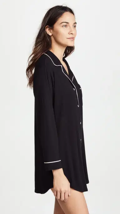 Eberjey Gisele Sleep Shirt Black/orbet Pink | Thumbnail 4 Eberjey Gisele Sleep Shirt Black/orbet Pink | Thumbnail 4