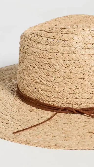 Hat Attack Braided Raffia Continental Hat Natural/Tobacco | Thumbnail 4