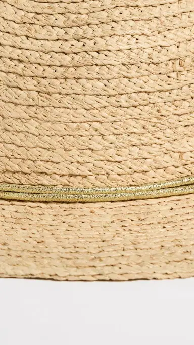 Hat Attack Braided Raffia Continental Hat Natural/Gold One Size | Thumbnail 4