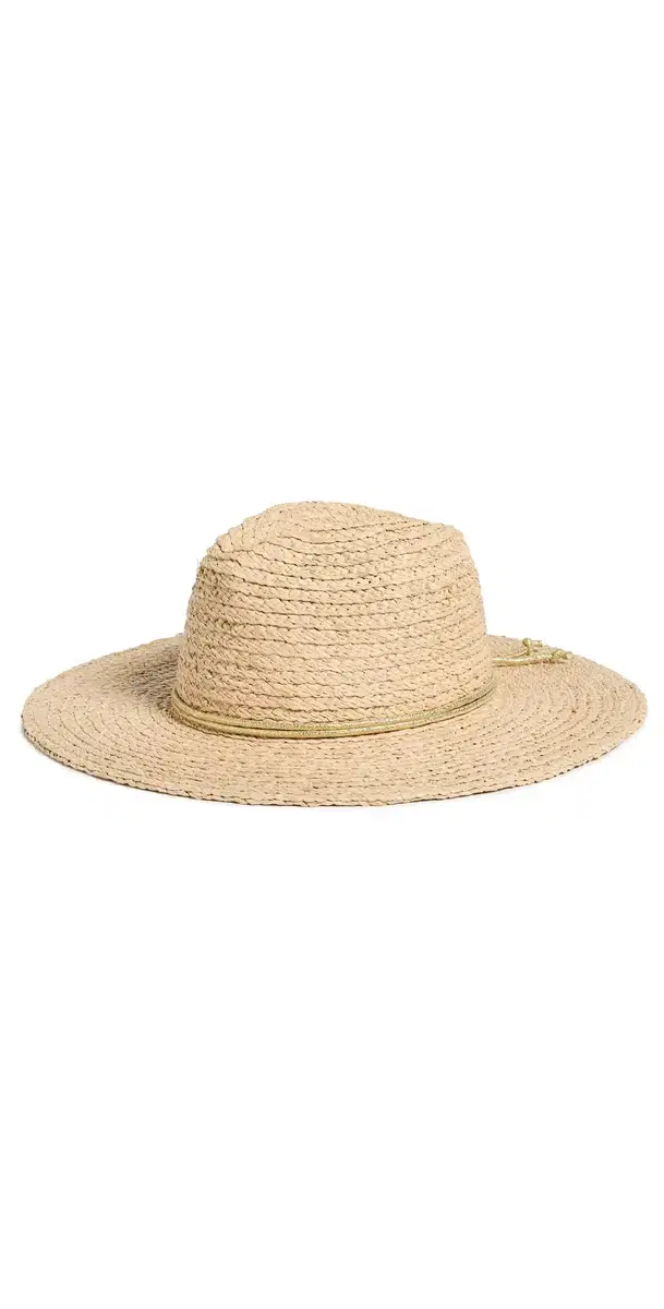Hat Attack Braided Raffia Continental Hat Natural/Gold One Size