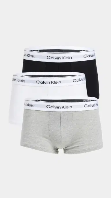 Calvin Klein Underwear Icon Cotton Stretch 3 Pack Low Rise Trunks Grey Heather/White/Black | Thumbnail 2