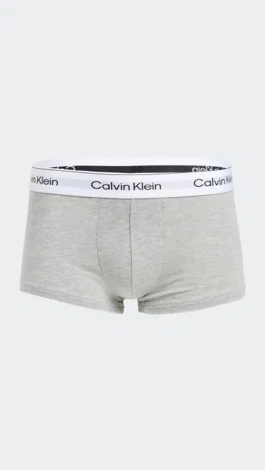 Calvin Klein Underwear Icon Cotton Stretch 3 Pack Low Rise Trunks Grey Heather/White/Black | Thumbnail 3