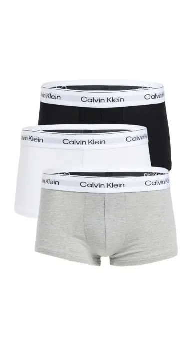 Calvin Klein Underwear Icon Cotton Stretch 3 Pack Low Rise Trunks Grey Heather/White/Black | Thumbnail 6