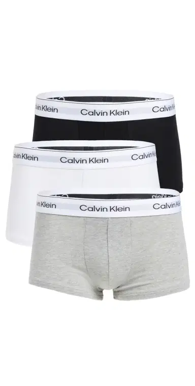 Calvin Klein Underwear Icon Cotton Stretch 3 Pack Low Rise Trunks Grey Heather/White/Black | Thumbnail 1