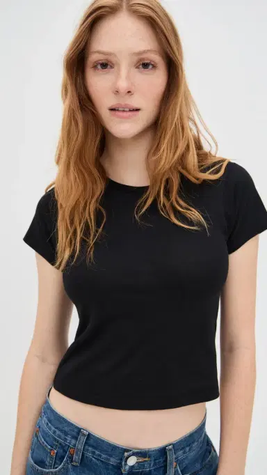Éterne Short Sleeve Baby Tee Black | Thumbnail 2
