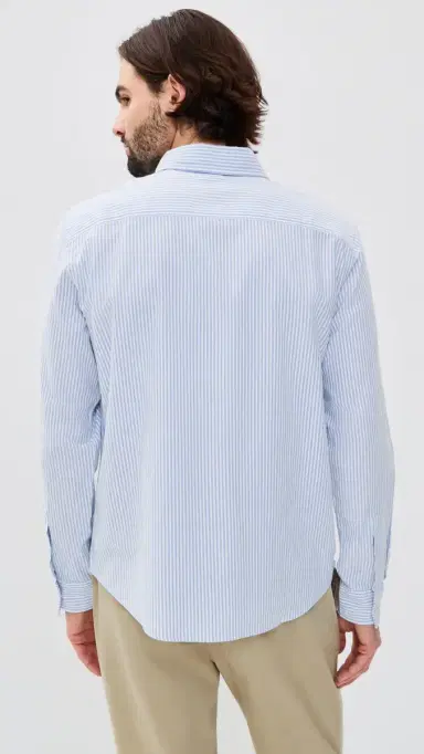 Fair Harbor Salty Oxford Shirt Light Blue Stripe M | Thumbnail 3