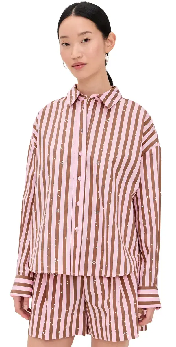 Jelief Rhinestone Shirt Combo1 Young Rose