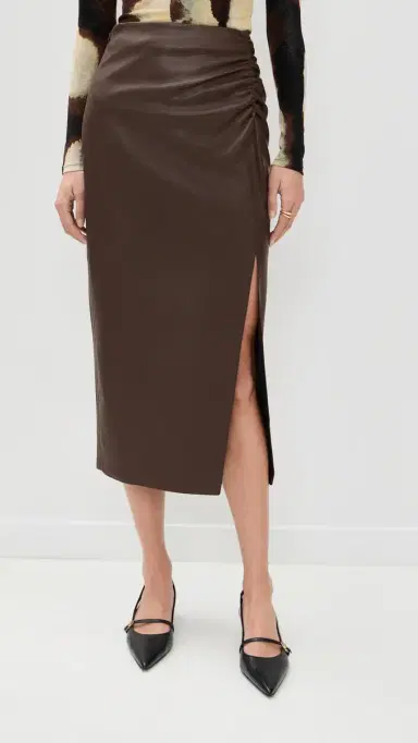 LE BOP Louisa Faux Leather Skirt Coffee | Thumbnail 2 LE BOP Louisa Faux Leather Skirt Coffee | Thumbnail 2