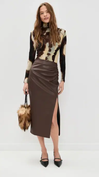 LE BOP Louisa Faux Leather Skirt Coffee | Thumbnail 5 LE BOP Louisa Faux Leather Skirt Coffee | Thumbnail 5