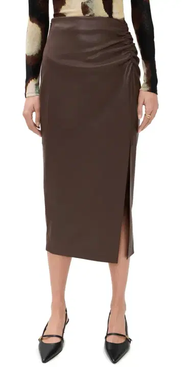 LE BOP Louisa Faux Leather Skirt Coffee | Thumbnail 1 LE BOP Louisa Faux Leather Skirt Coffee | Thumbnail 1