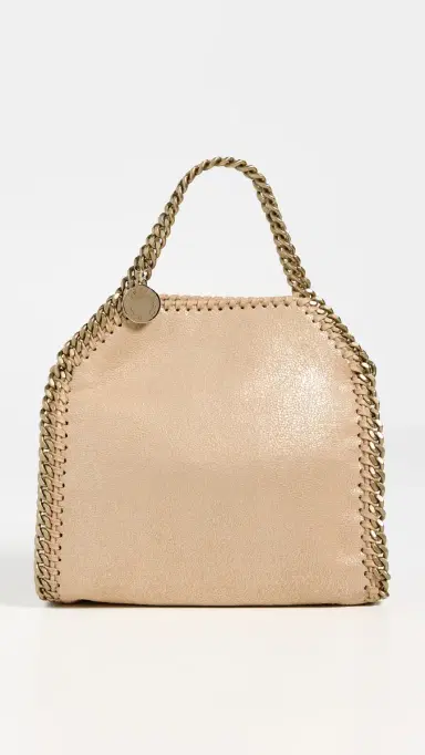 Stella McCartney Eco Shiny Dotted Chamois Falabella Tiny Bag Gold One Size | Thumbnail 2