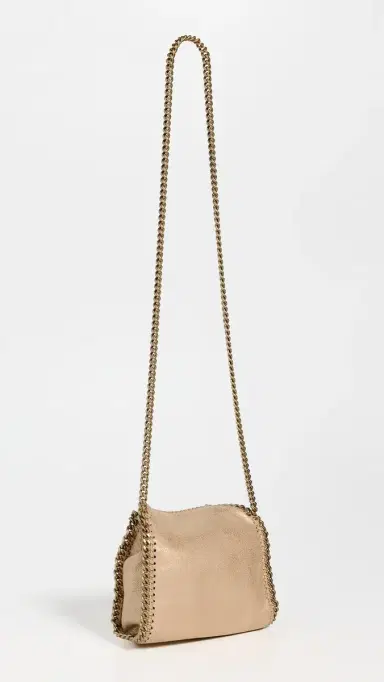 Stella McCartney Eco Shiny Dotted Chamois Falabella Tiny Bag Gold One Size | Thumbnail 4