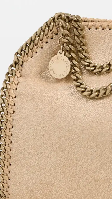 Stella McCartney Eco Shiny Dotted Chamois Falabella Tiny Bag Gold One Size | Thumbnail 5