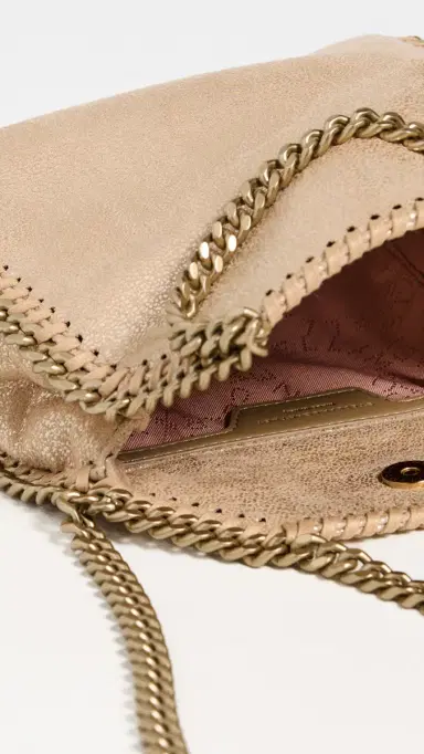 Stella McCartney Eco Shiny Dotted Chamois Falabella Tiny Bag Gold One Size | Thumbnail 6
