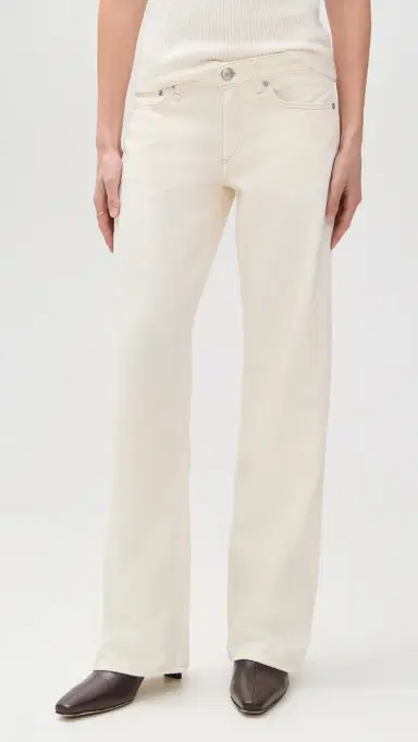 rag & bone Featherweight Cam Full Straight Jeans Ecru | Thumbnail 2