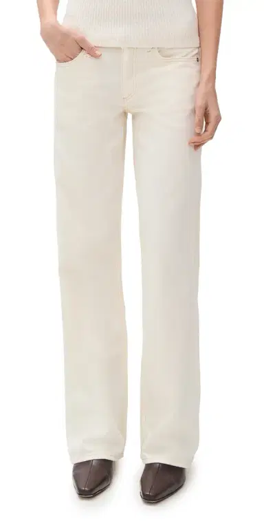rag & bone Featherweight Cam Full Straight Jeans Ecru | Thumbnail 1