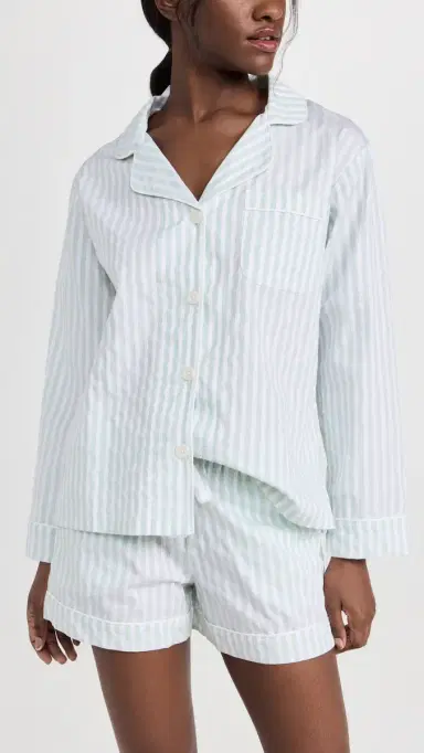 BedHead PJs 100% Cotton ong Sleeve Pajama Set Mint 3D Stripe | Thumbnail 2