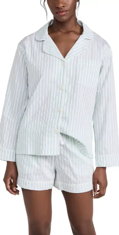 BedHead PJs 100% Cotton ong Sleeve Pajama Set Mint 3D Stripe | Thumbnail 1