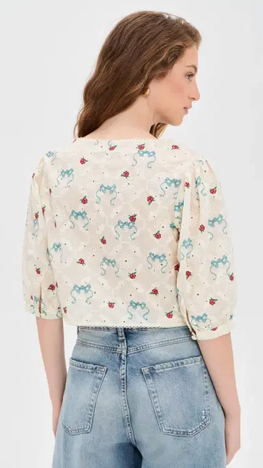 Agua Bendita Salem Cherish Eyelet Crop Top ulticolor | Thumbnail 3