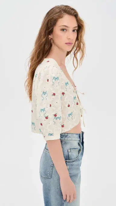 Agua Bendita Salem Cherish Eyelet Crop Top ulticolor | Thumbnail 4