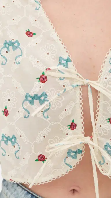 Agua Bendita Salem Cherish Eyelet Crop Top ulticolor | Thumbnail 6
