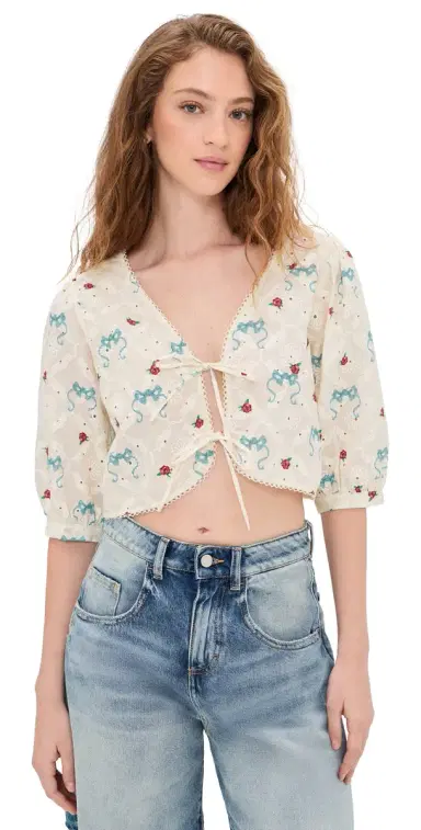 Agua Bendita Salem Cherish Eyelet Crop Top ulticolor | Thumbnail 1
