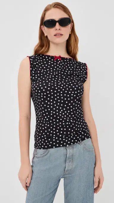 Caro Editions Alexa Top Red Velvet Bow L | Thumbnail 2